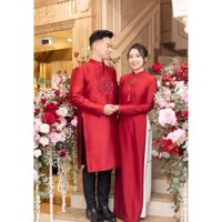 Áo dài cặp đính đá pha lê cao cấp cho dâu rể, áo dài cặp ăn hỏi THẢO NY BRIDALmã  AD31