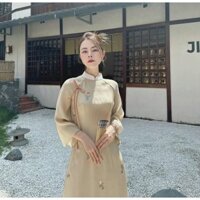 Áo Dài Chi Giao, Áo Dài Cách Tân 4 Tà Hoa Thêu Nổi Sắc Nét Dress