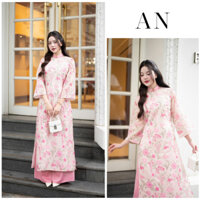 Áo dài CHI MAI, áo dài cách tân dáng suông tơ 4 tà tơ nhũ in cao cấp  hot trend 2025, nữ, women dress- Áo Dài An