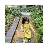 Áo dài chibi màu xanh cho bé gái