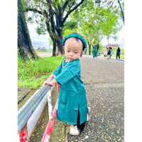 Áo dài cho bé. Áo dài cách tân cổ tròn dáng xuông cho bé kèm quần- Mẹ Gạo