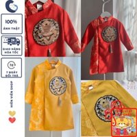 Áo dài cho bé trai Hiên Viên Áo dài cách tân bé trai Tết 2025 Ất Tỵ chất nhung màu đỏ truyền thống màu vàng HVADTT02