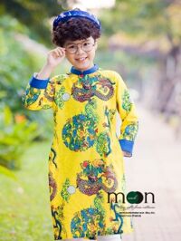 Áo dài cho bé trai VNS 282 - Vàng Họa tiết rồng