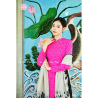 Áo dài Chu Đan L622, Áo dài lụa Tơ tằm cao cấp, Áo dài du xuân màu hồng sen