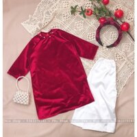 Áo dài cô ba Sài Gòn hoa đỏ cho bé gái