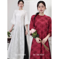 Áo dài cưới, áo dài ăn hỏi, áo dài cô dâu gấm lụa thọ BẠCH VŨ 2 màu trắng, đỏ đô Áo cưới women dress ÁO DÀI KHÔI