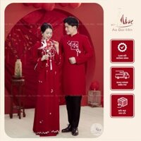 Áo dài cưới thiết kế 2 lớp 4 tà, Áo dài đám hỏi đính kết thủ công truyền thống, sang trọng- Áo Dài Min