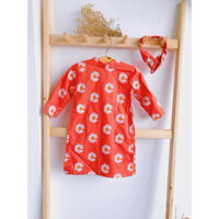 ÁO DÀI DÂU NHÍ BÉ GÁI MẶC TẾT SIZE 1 ĐẾN 6 TUỔI KÈM BĂNG GÔN CÀI TÓC XINH XẮN