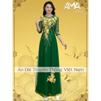Áo Dài Đính Kết 4 Tà Sang Trọng Nổi Bật Màu Xanh Rêu M09 - AMAClothing - Vẻ Đẹp Hoàn Mỹ