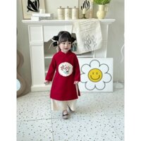 Áo dài đỏ bé gái diện tết