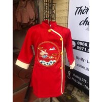 Áo dài đỏ bé trai