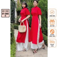 Áo dài đỏ cách tân nữ mặc dịp bưng quả, đi lễ không kèm quần CHUU RED