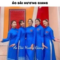 *Áo dài Đoàn màu xanh thanh niên, vải mềm mát, in logo Đoàn Thanh Niên - Áo Dài Hương Giang