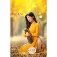 Áo dài Đông Dương, áo 4 tà, quần 2 lớp kiểu truyền thống màu vàng