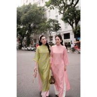 Áo dài gấm chữ thọ cổ cao dáng suông sang chảnh