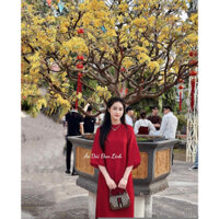 Áo dài gấm dáng suông, áo dài cách tân dang xưa - Áo Dài Đan Linh