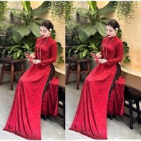 Áo dài gấm đỏ nổi bật sang chảnh tôn dáng tôn da, Áo dài cô dâu hiện đại, song hỷ