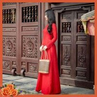 Áo dài gấm hoa kèm quần may sẵn, áo dài dài tay, nhận cắt áo dài