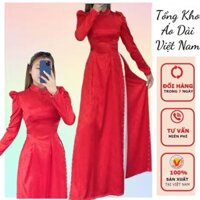 Áo dài gấm kết ngọc, tay bồng trẻ trung, tà dài 140cm,bay tà, size từ S-3XL - Tổng Kho Áo Dài Việt Nam
