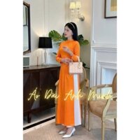 Áo dài gấm màu cam trẻ trung -  Áo Dài Anh Minh