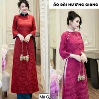 Áo dài gấm phối cổ nhiều màu - Áo Dài Hương Giang Nữ