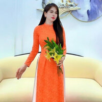 Áo dài gấm thanh liễu màu cam - Áo dài Phương Thảo