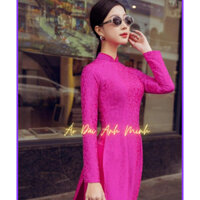 Áo dài gấm thanh liễu màu hồng tím - Áo Dài Anh Minh