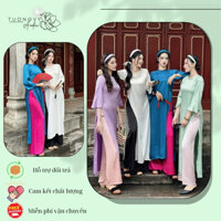 Áo dài gấm tơ cổ tròn dáng suông cách tân tay lỡ dễ mặc mềm mịn mát - Áo dài Tường Vy