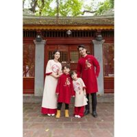 Áo dài gia đình Như Ý bố mẹ, bé trai, bé gái cao cấp, sang trọng, chất Nhung tăm mềm mại - Xưởng may áo dài ST - A19