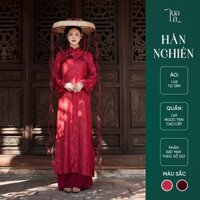 Áo dài Hân Nghiên tơ tằm cao cấp - Áo dài đỏ đô/quần đỏ đô | Áo dài Tết truyền thống, sang trọng, thanh lịch