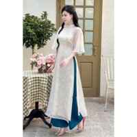 Áo Dài Hạo Vy Tơ Thêu Hoa Màu Trắng Kem Phù Hợp Đi Chụp Ảnh - CiCi Thùy Clothing