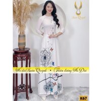 Áo Dài Hoa Bồ Công Anh Trẻ Trung, Thanh Lịch, Duyên Dáng Lụa Habutai K67 - Áo Dài Xuân Quỳnh