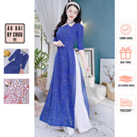 Áo dài hoa cách tân nữ kiểu cổ yếm chéo CHUU AD8094 - không kèm quần