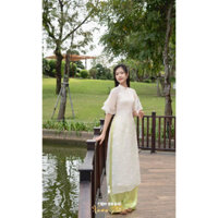 Áo Dài Hoa Lan Áo Dài Cách Tân 4 Tà Tay Loe 2 Lớp Nhẹ Nhàng Sang Trọng LA-27