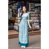 Áo dài Hoa Mai xanh ngọc AD04062