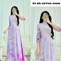 Áo dài hoa nhí in hoạ tiế 6D sắc  nét - Áo Dài Hương Giang