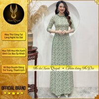 Áo Dài Hoa Nhí Phối Cúc Bọc Ép Nhiệt Trẻ Trung, Lụa Nhật Habutai HN03 Xanh - Áo Dài Xuân Quỳnh