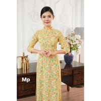 ÁO DÀI HOA NHÍ VÀNG SÁNG DA