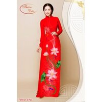 Áo Dài Hoa Sen - Lụa Nhật - Áo Dài May Sẵn Theo Size