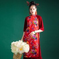 Áo dài họa tiết chăn con công - thiết kế với họa tiết chăn con công cổ truyền - Không lo lỗi mốt - Giá cực hợp lí