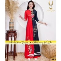Áo Dài Hoạ Tiết Hoa Hồng Nổi Bật Sang Trọng, Lụa Habutai K83 - Áo Dài Xuân Quỳnh