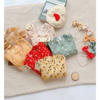 Áo dài hoạ tiết hoa nhí vai bồng kèm bờm nơ cho bé size 10-23kg