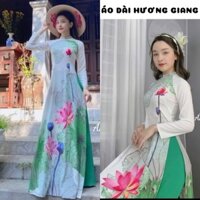 Áo dài hoạ tiết hoa sen in 3D sắc nét, mềm mại, duyên dáng - Áo Dài Hương Giang