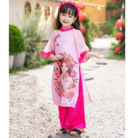 Áo Dài KEMKIDS cho bé gái mẫu in hoa đi chơi tết 10-28kg CT 18