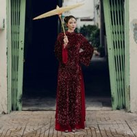 Áo dài kim sa Đan Chi,Dáng xuông cao cấp