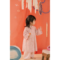 Áo dài kim Sa em be hồng Bling Nanciroom (có lót ngực và tay)