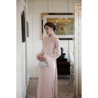 áo dài kim sa hồng lấp lánh