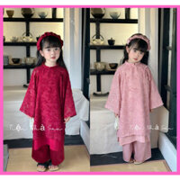 Áo Dài Kim Sa Tết 2025 Cho Mẹ Và Bé 💥 TẶNG BỜM - VÒNG CỔ💥Áo Dài 4 Tà Vải Lông Vũ Yến Phượng Lót Vải Tơ Mềm Cao Cấp