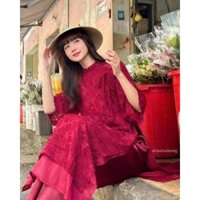 Áo dài kim sa vải lông vũ lót lụa mềm cao cấp cho bé gái 10_60kg