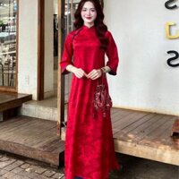 Áo dài Long Phụng cách tân thiết kế, áo dài MIA cover dáng suông màu xanh cốm tay lửng lỡ kèm quần